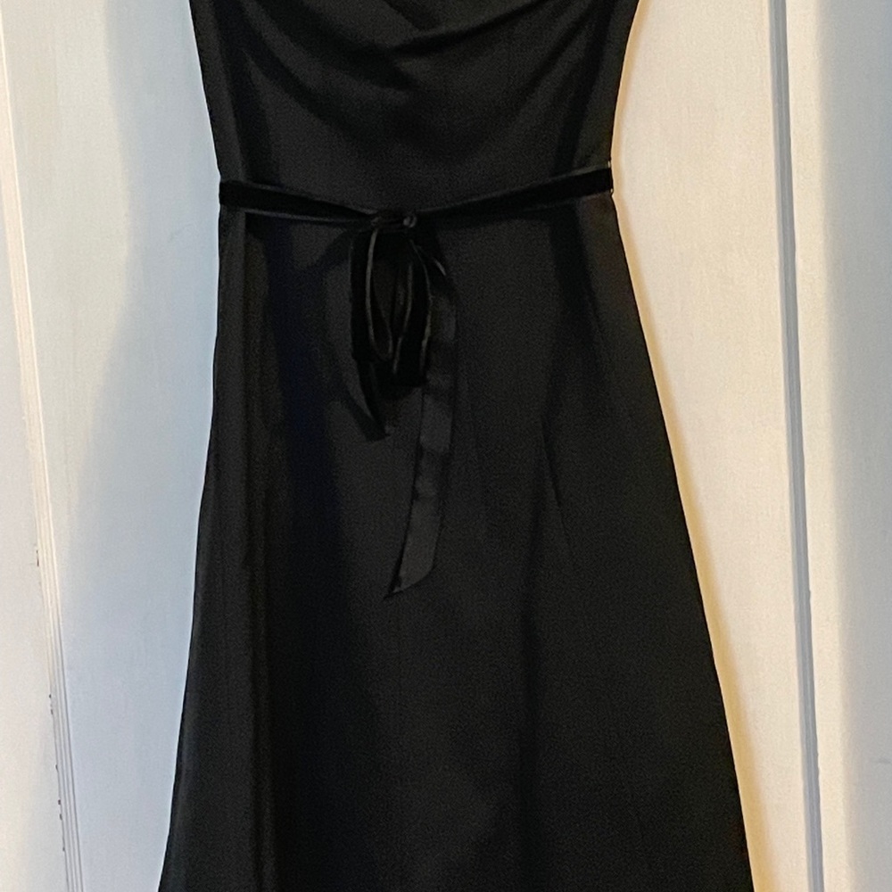 Express Strapless Black Cocktail Dress, Velvet Ribbon Belt, Lace Crinoline, 50s